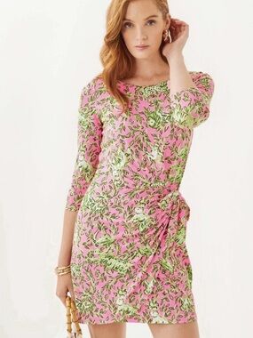 Lilly Pulitzer Blaise 3/4 Sleeve Romper Dress in Rousseau Pink NWT